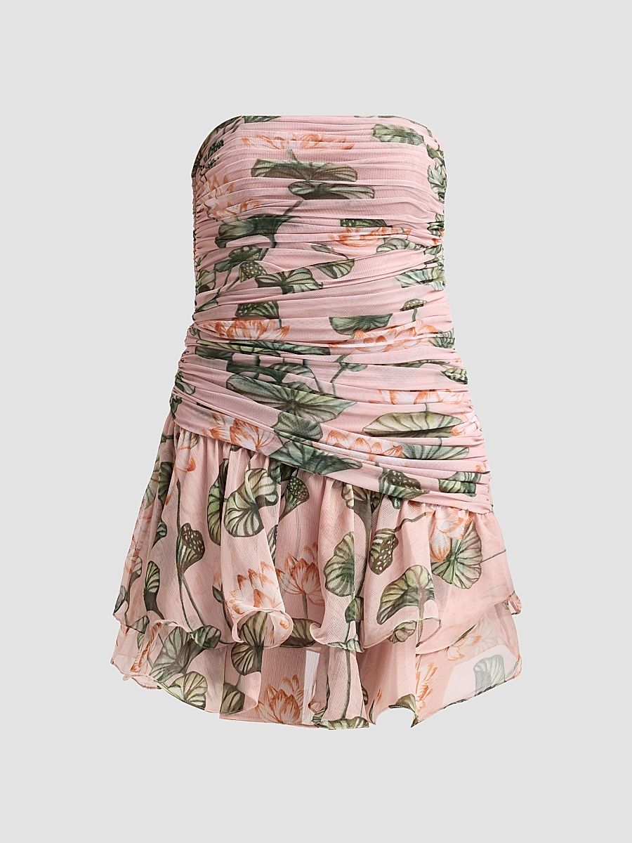 Women's Lotus Ruched Mini Dress - Light Pink - Size 8