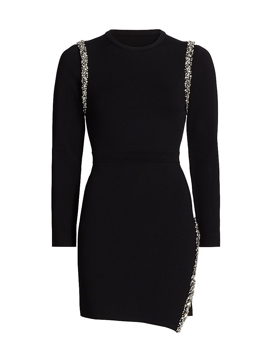 Women's Nyx Embellished Wrap-Style Minidress - Black - Size XS