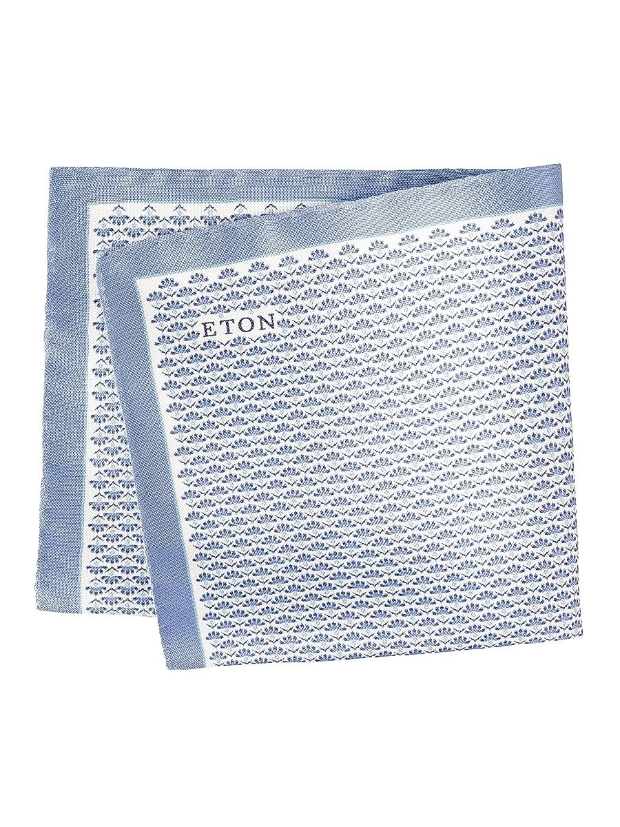 Men's Floral Print Silk Pocket Square - Blue