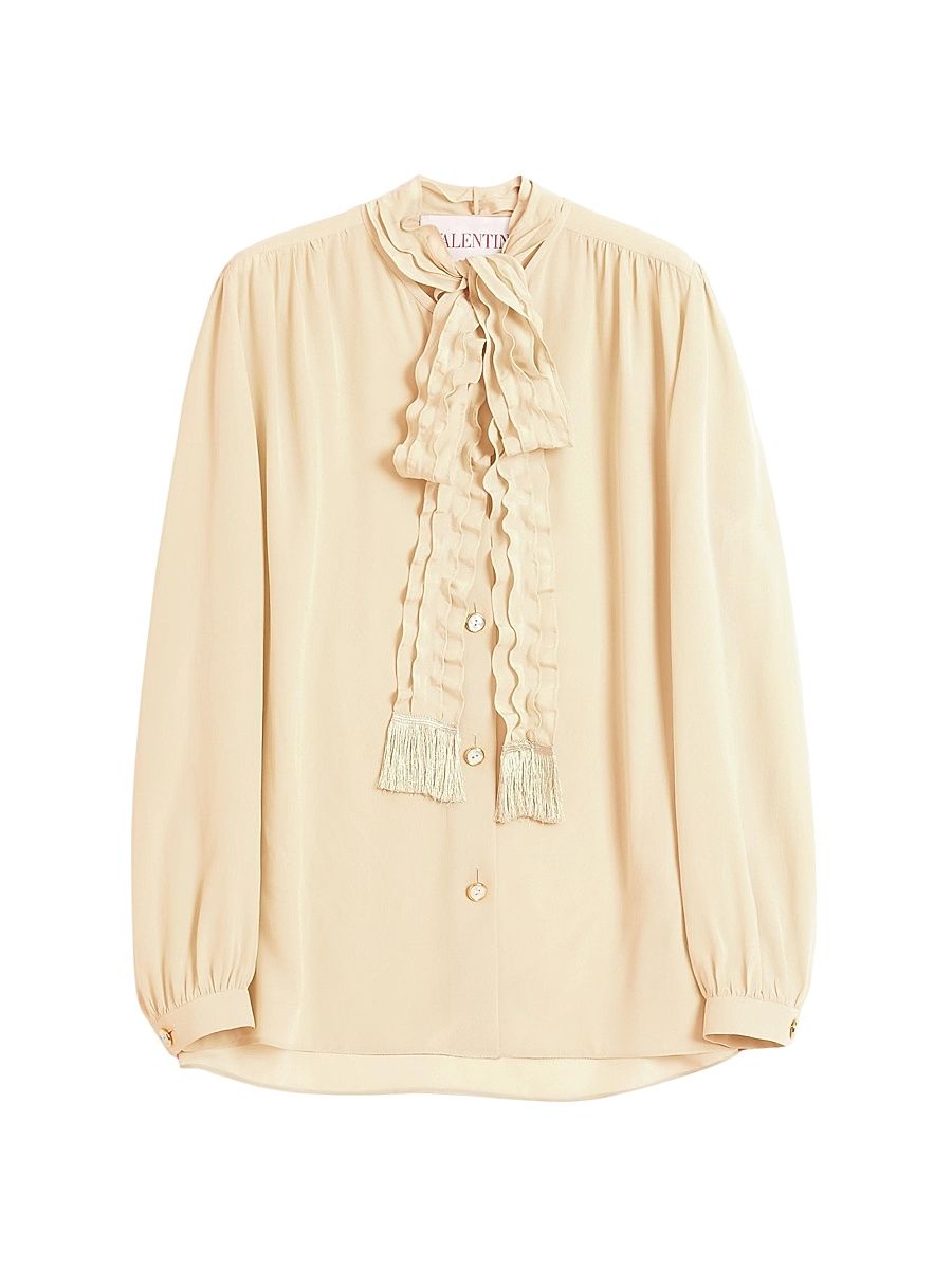 Women's Crepe De Chine Shirt - Ivory - Size 2