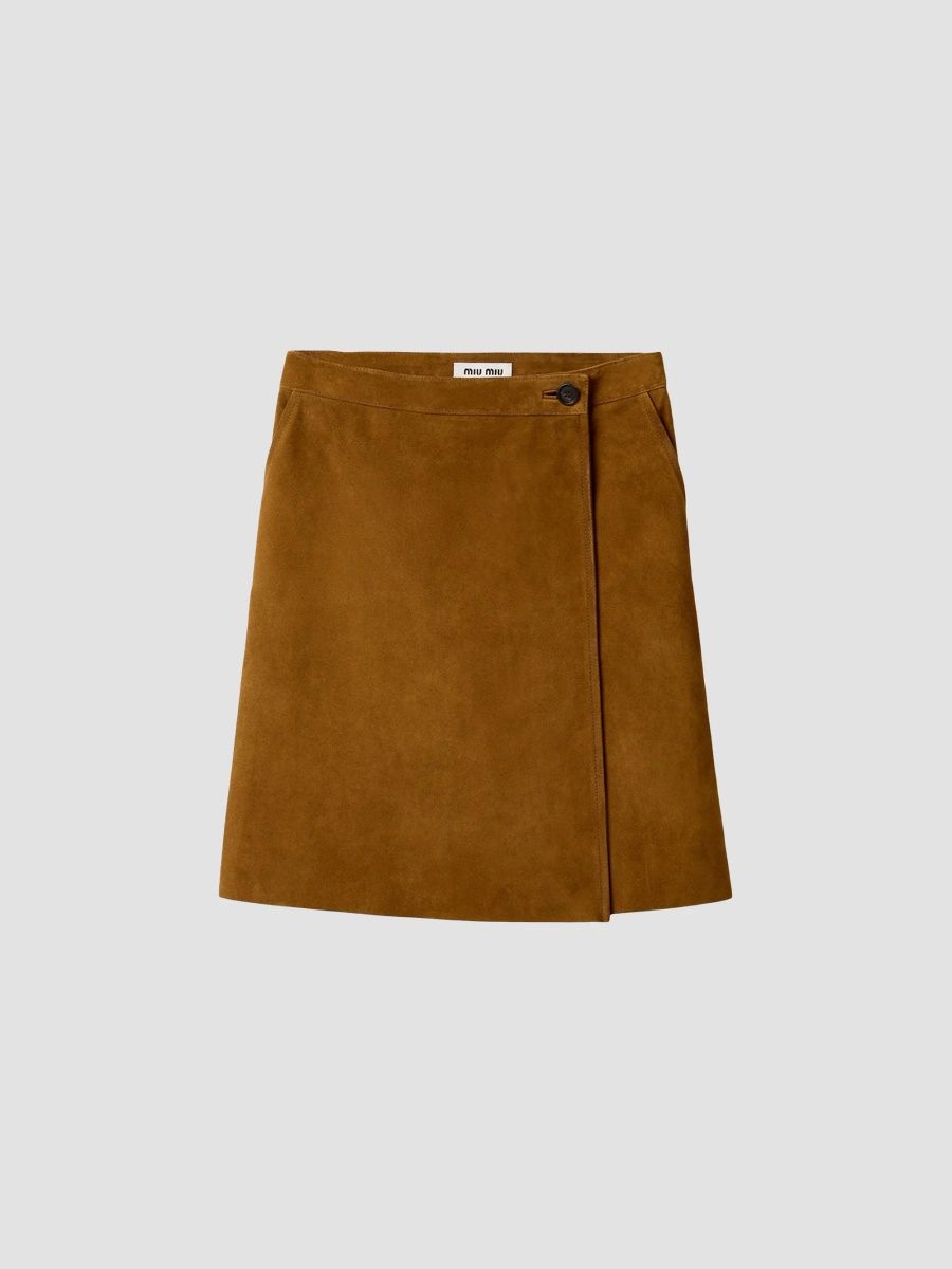 Miu Miu Women's Suede Wraparound Skirt - Beige - Size 2