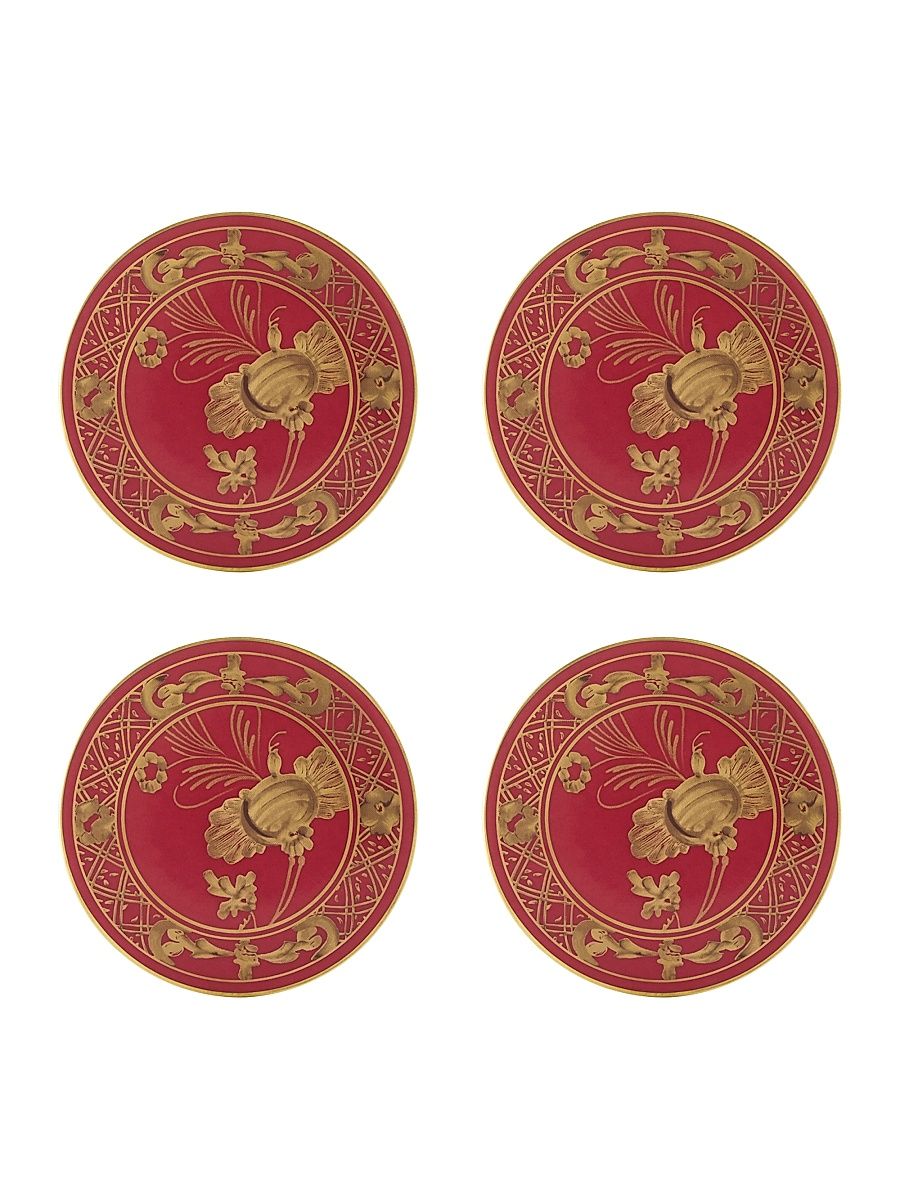 Tesori Oriente Italiano 4-Piece Coasters Set - Red