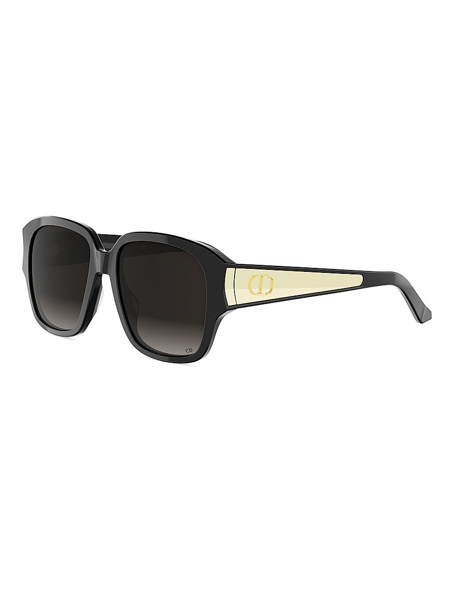 Women's DiorGlow S2I 54MM Square Sunglasses - Shinyblackandgradientsmoke