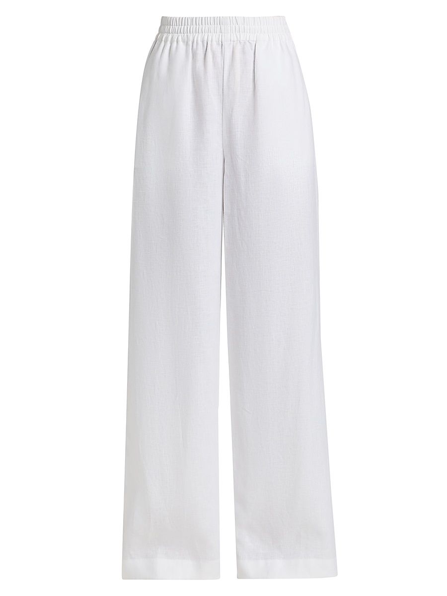 Women's Tyler Linen Wide-Leg Pants - Cream - Size Large