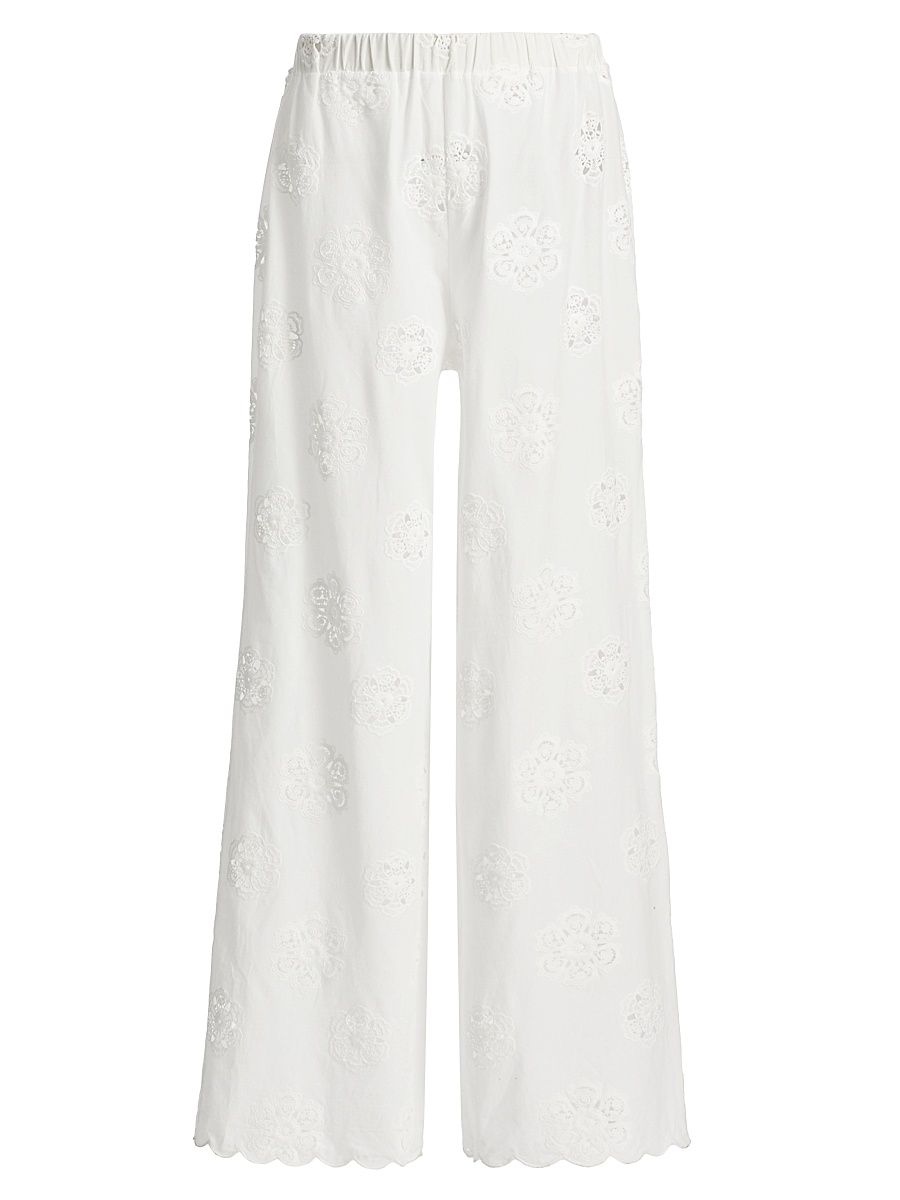 Women's Tiago High-Rise Anglaise Cotton Pants - Macadamia - Size XL
