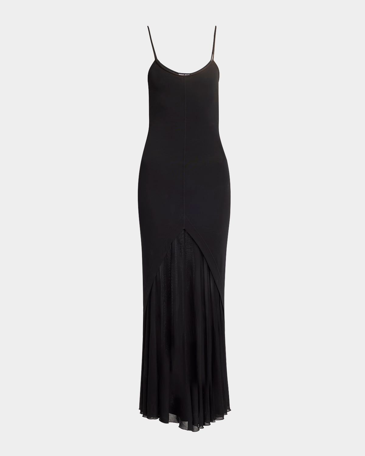 Sheer Skirt Panel Jersey Dress