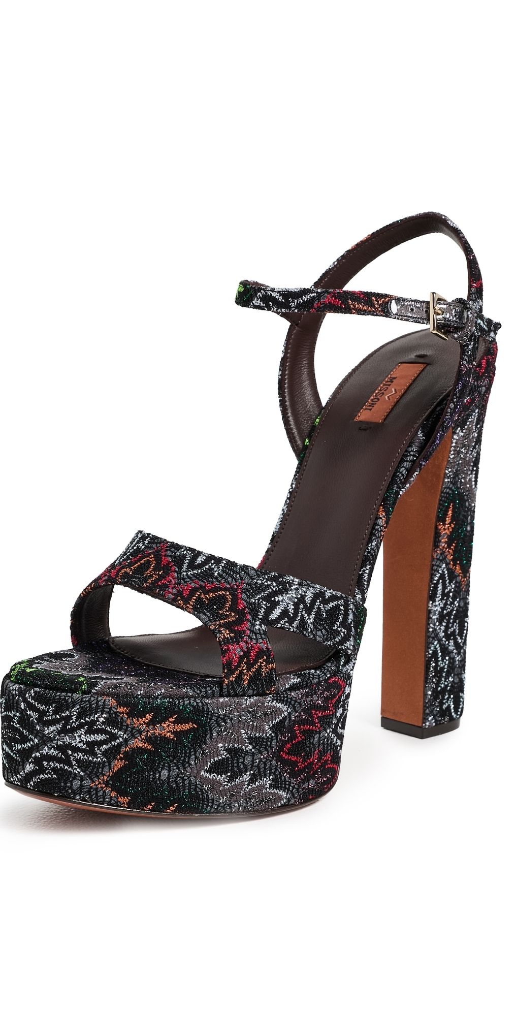 Missoni Angela Platform Heel Sandals Metallic Black 38.5