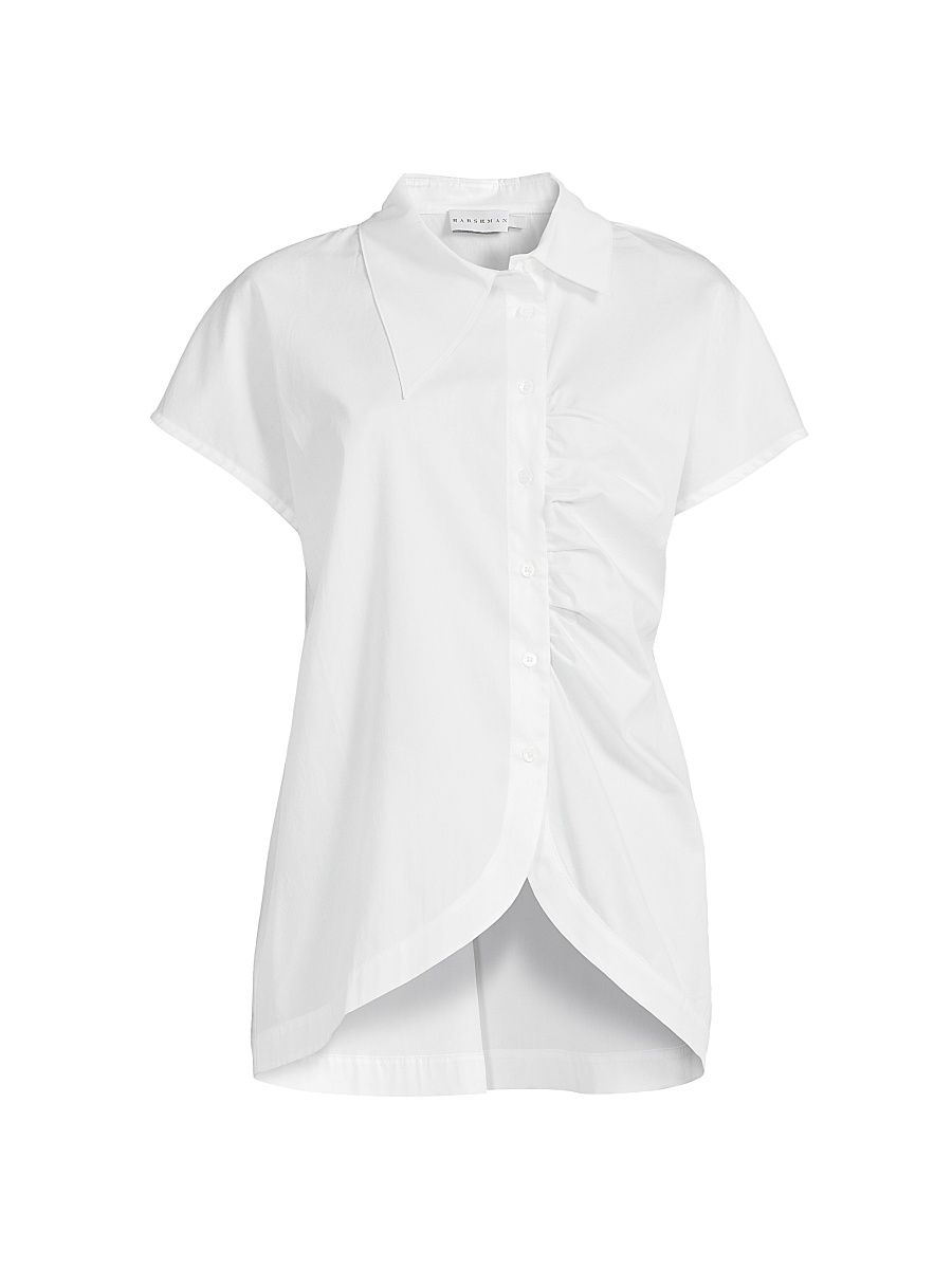 Women's Lily Gathered Shirt - White - Size Large