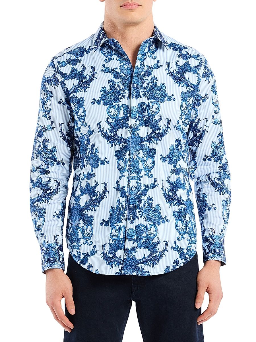 Men's Bayswater Button-Front Shirt - Blue - Size Large