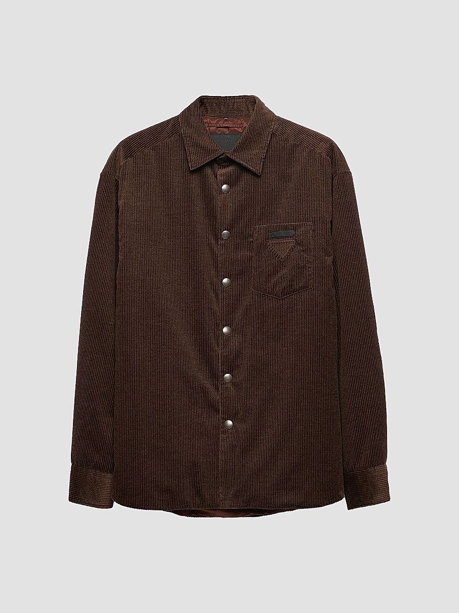 Prada Men's Corduroy Shirt - Brown - Size XXL
