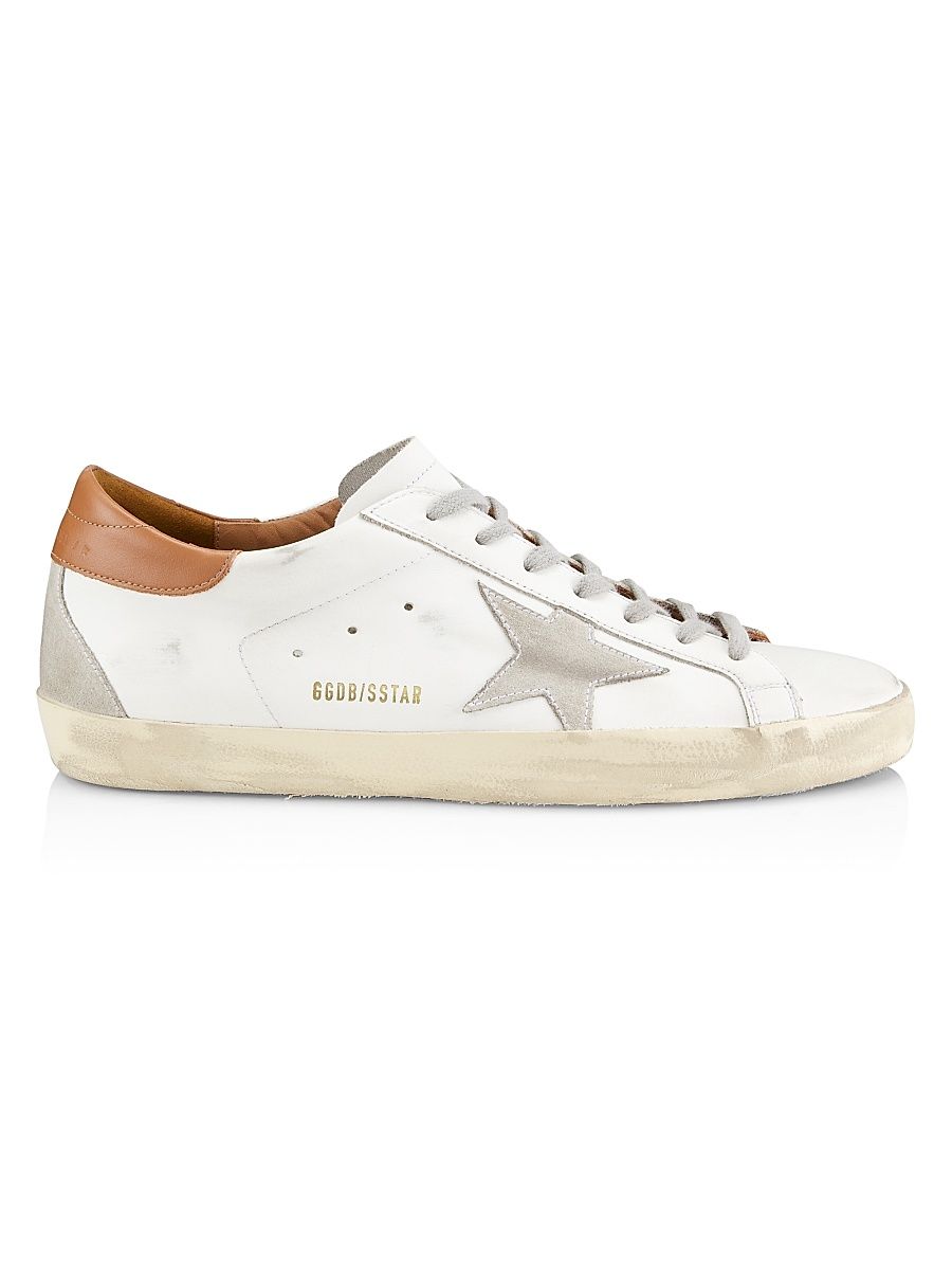 Golden Goose Men's Super-Star Leather & Suede Sneakers - White Ice Brown - Size 9