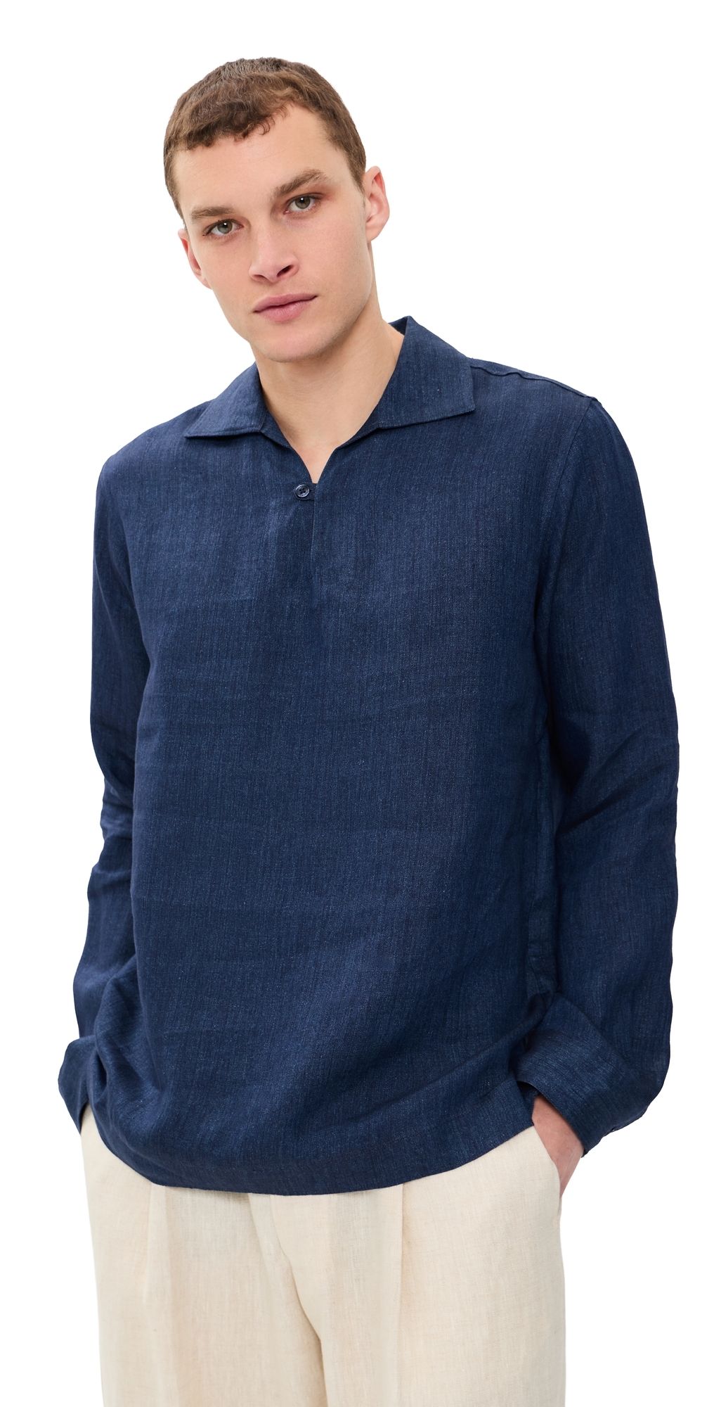 Orlebar Brown Vincent Linen Shirt Night Iris S