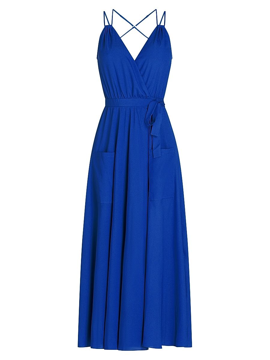 Women's Amelia Crêpe De Chine Maxi Dress - Blue - Size Large