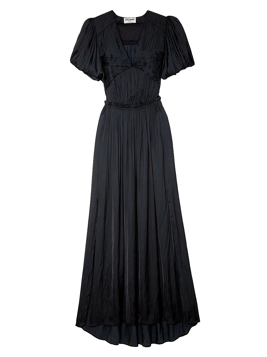 Zadig & Voltaire Women's Reina Pleated Satin Gown - Noir - Size XS