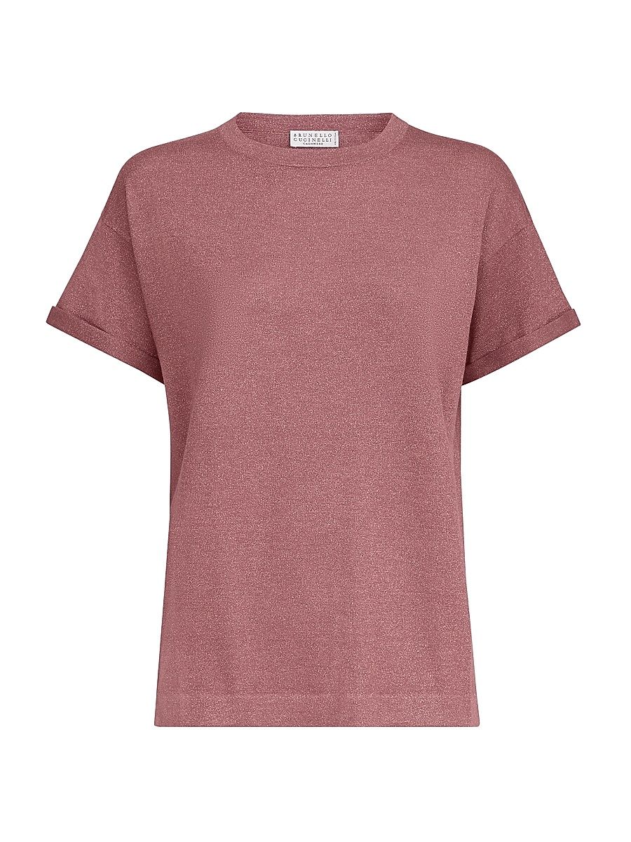 Women's Sparkling Cashmere and Silk Lightweight Knit T-Shirt - Purple - Size XXXXL