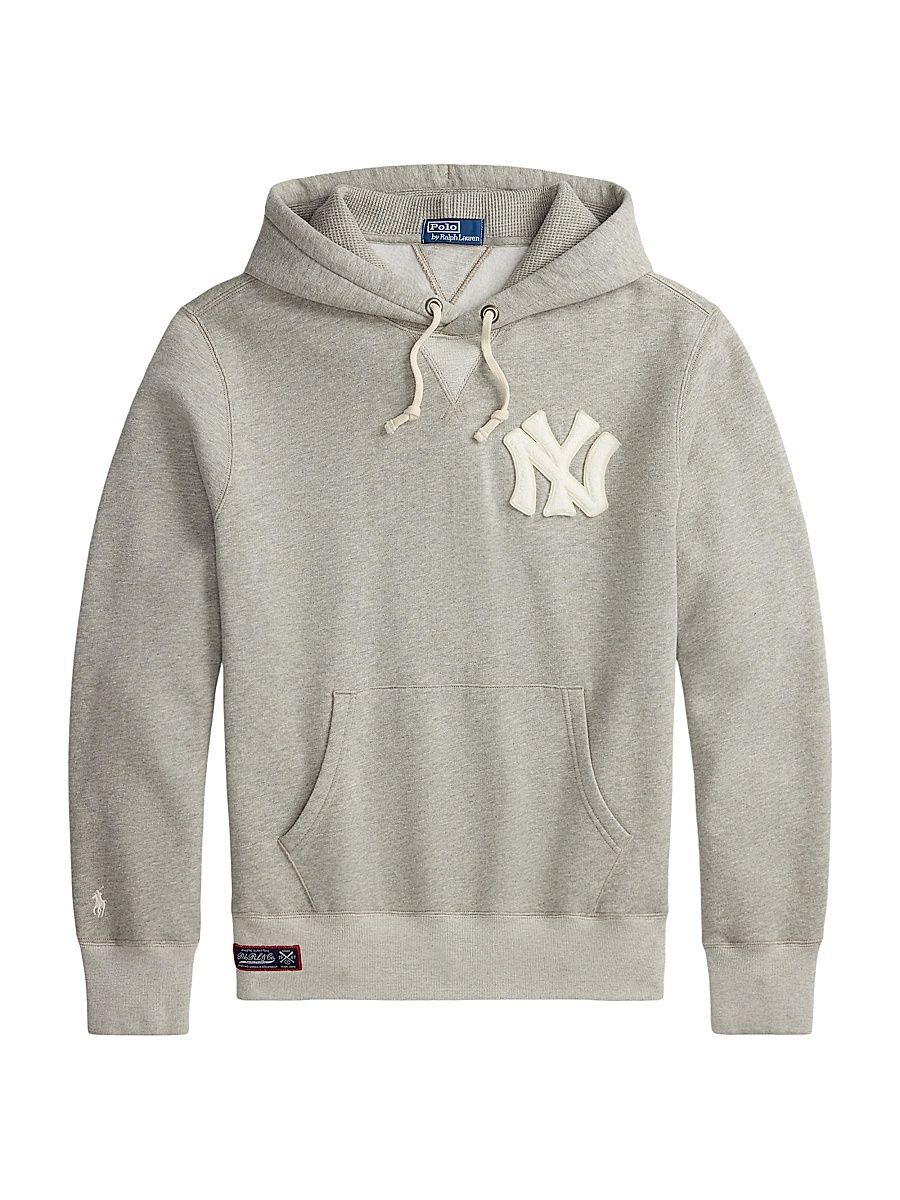 Men's New York Yankees Cotton Fleece Hoodie - Dark Sport Heather - Size XS