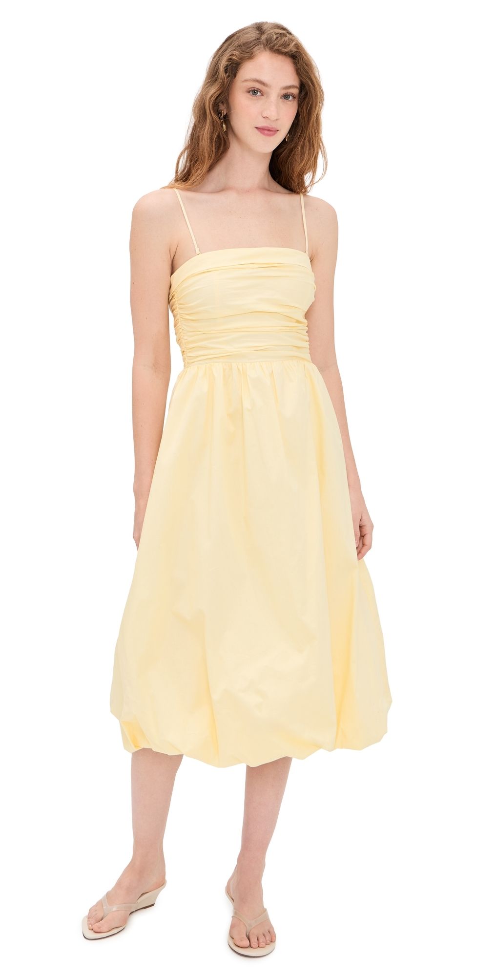 WAYF Katherine Bubble Hem Dress Yellow M