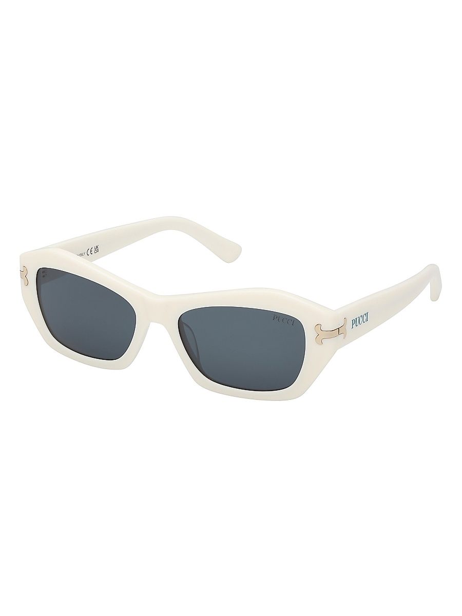 Women's 52MM Square Sunglasses - White Teal