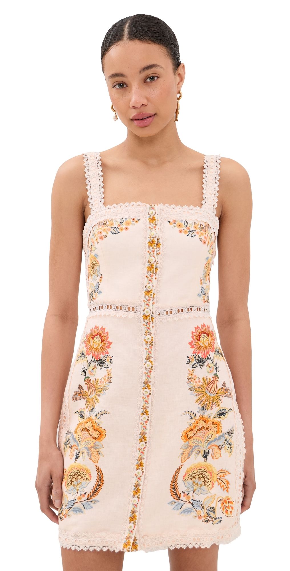 FARM Rio Ligia Sleeveless Mini Dress Ligia Floral Light Pink L