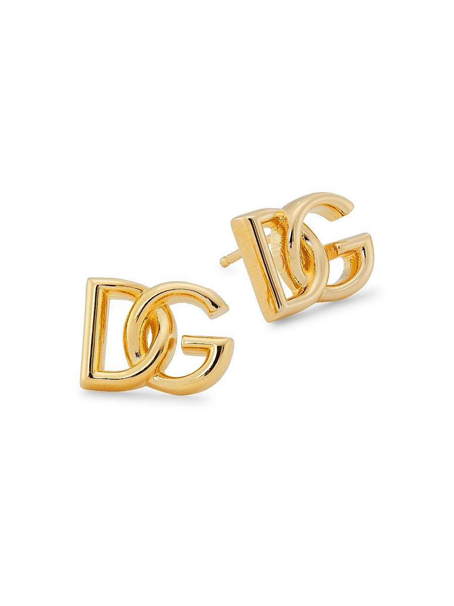 Women's Silvertone Monogram Stud Earrings - Gold
