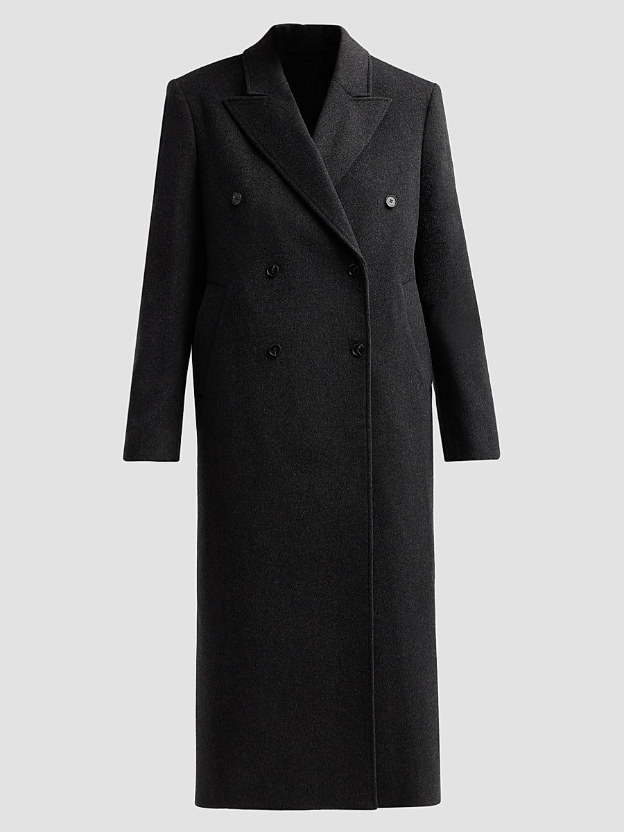 Loulou de Saison Women's Rosco Wool Double-Breasted Coat - Anthracite Melange - Size 4