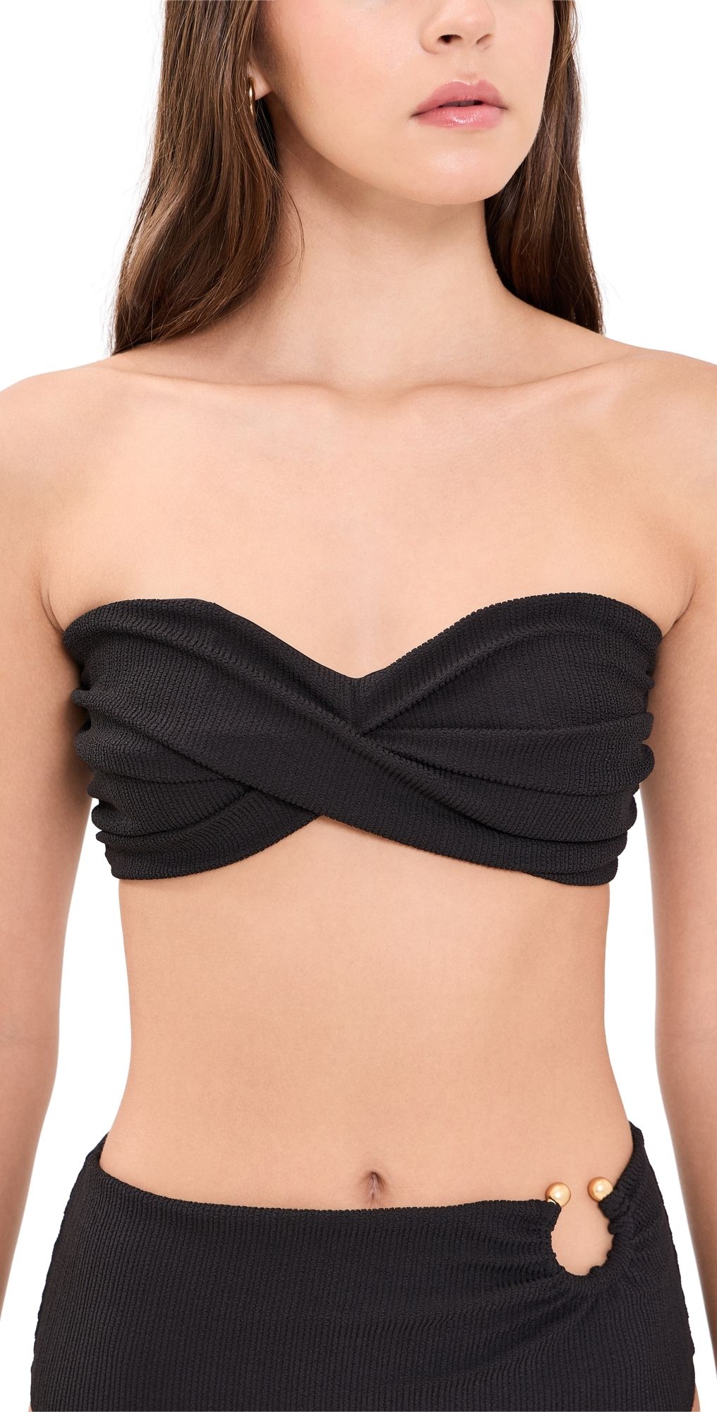 Johanna Ortiz Crinkle Sea Sprite Bikini Top Black XL