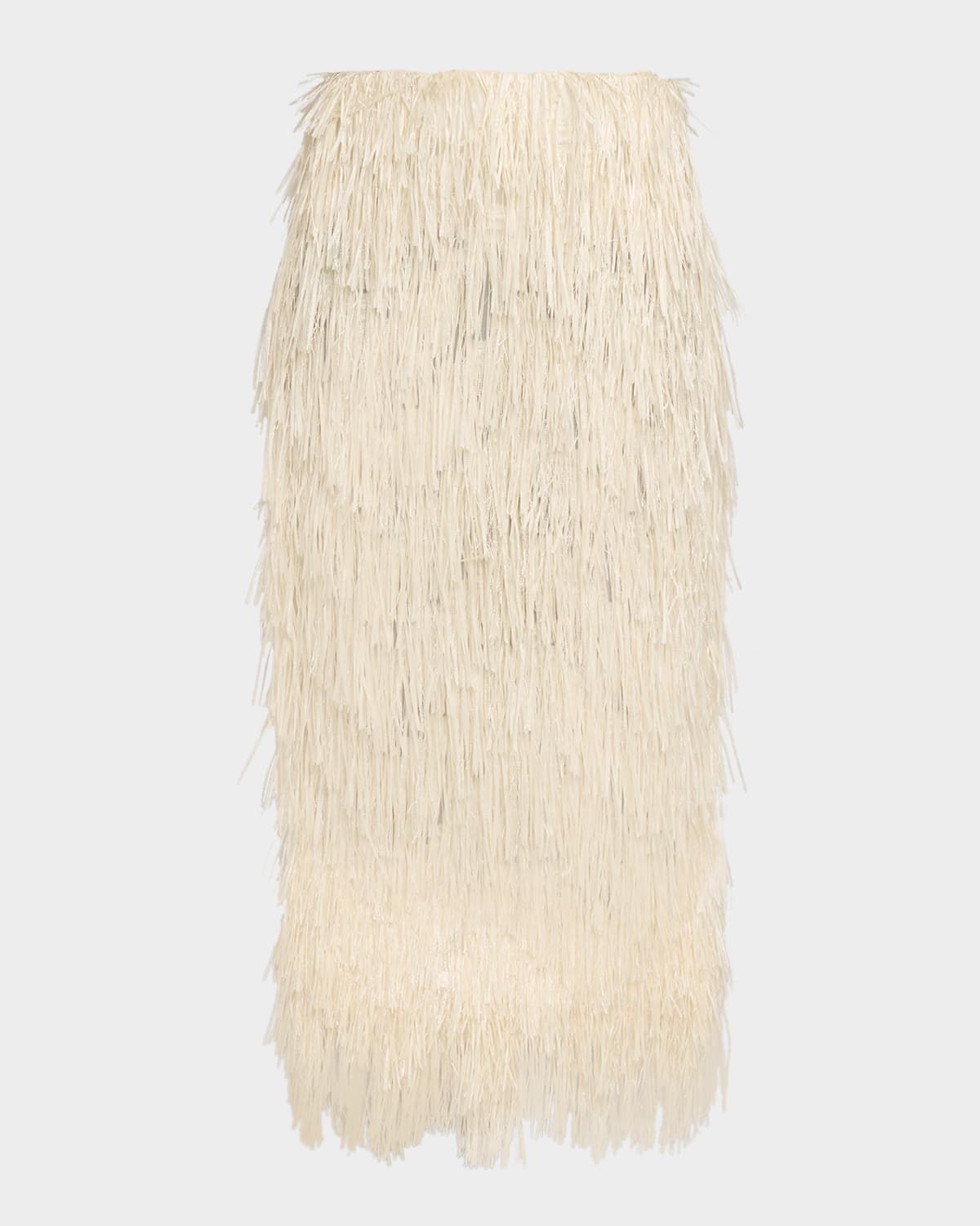 Fringe Raffia Midi Skirt