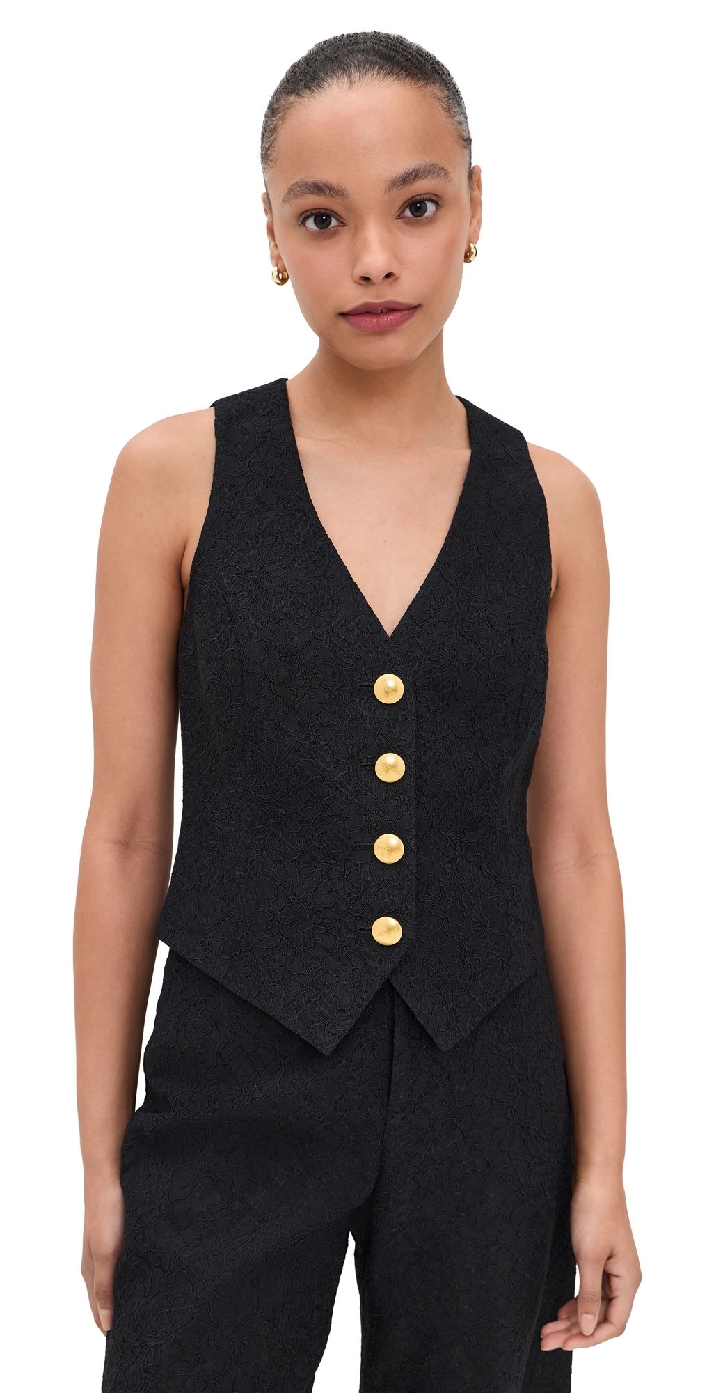 L'AGENCE Kino Bonded Lace Vest Black M