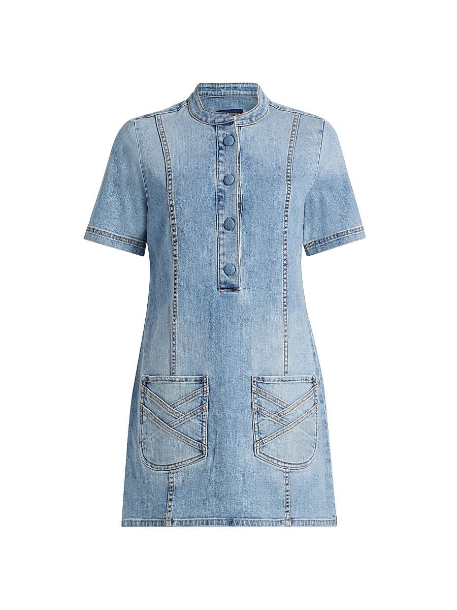 Women's Braid Skylar Denim Minidress - Light Wash - Size XL