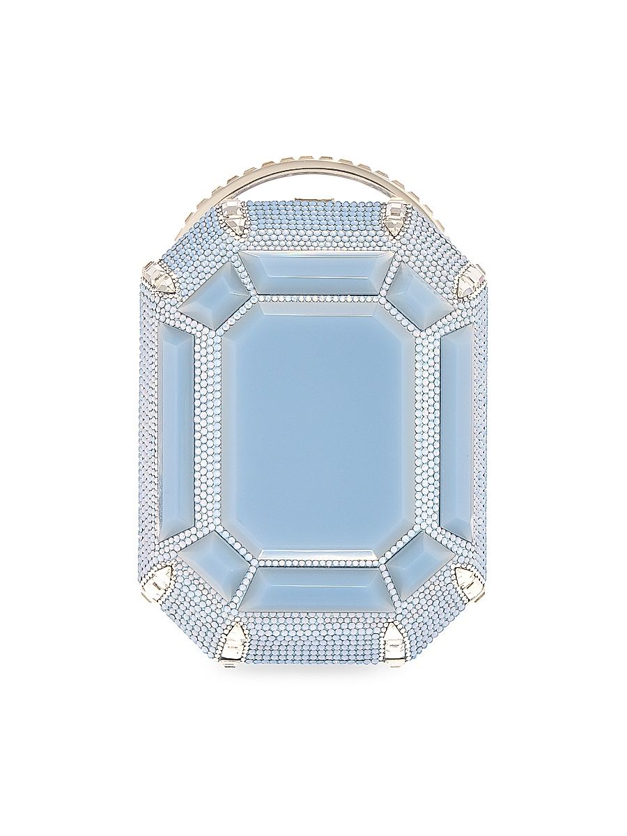 Women's Crytsal Embellished Ring Clutch - Blue And Silver