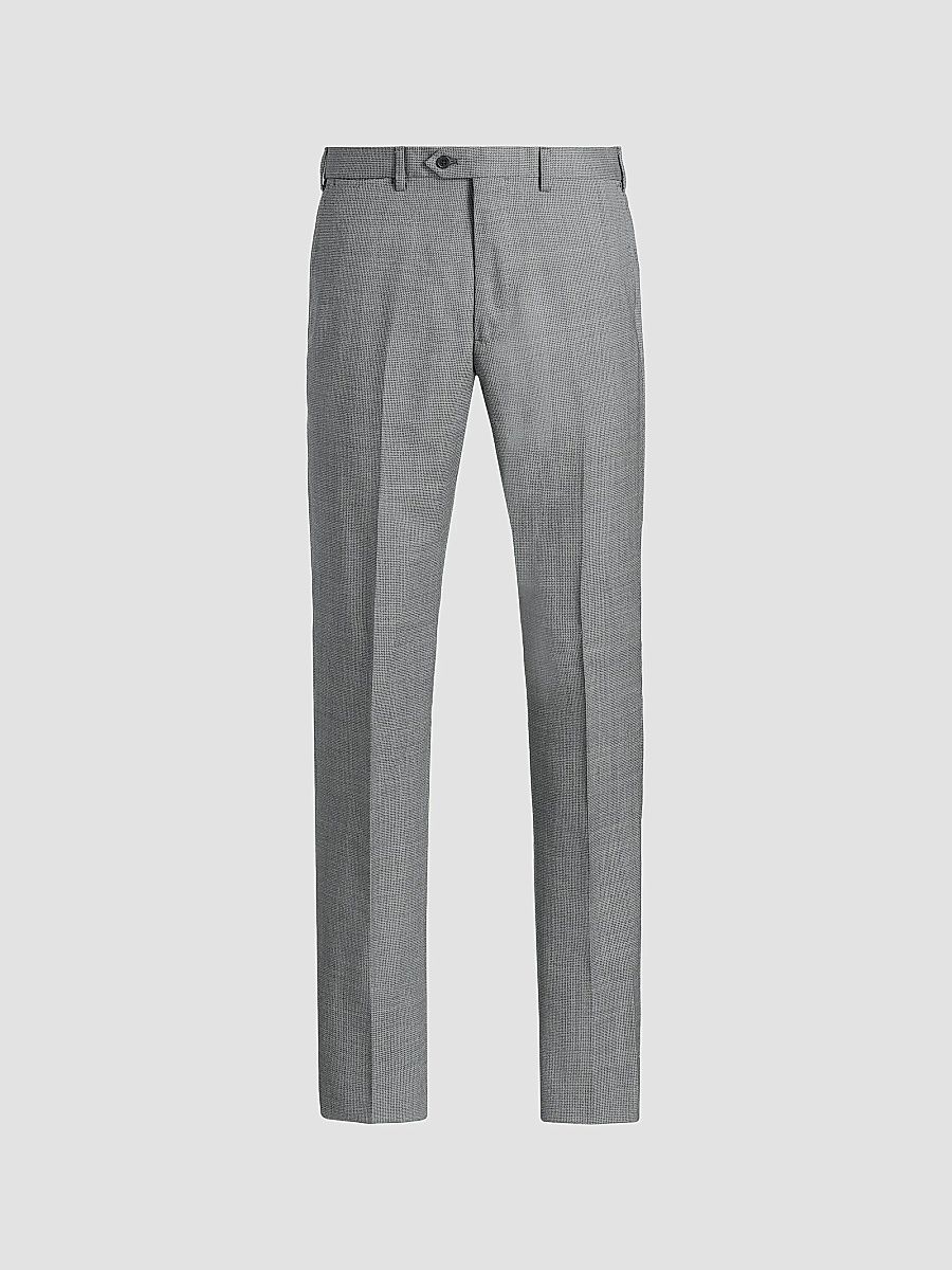Emporio Armani Men's Textured Virgin Wool Trousers - Grey - Size 34