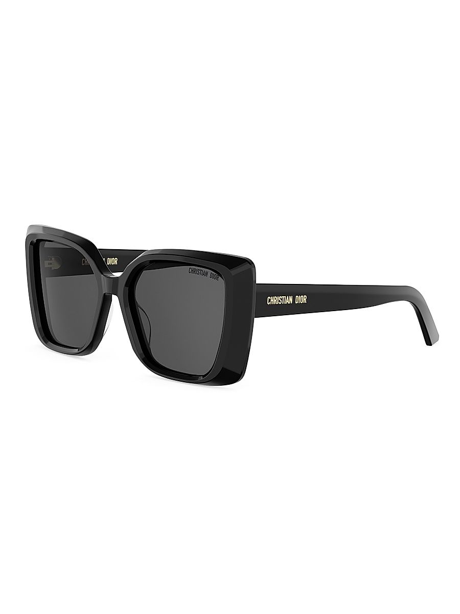 Women's DiorMidnight S5I 55MM Square Sunglasses - Shiny Black And Smoke