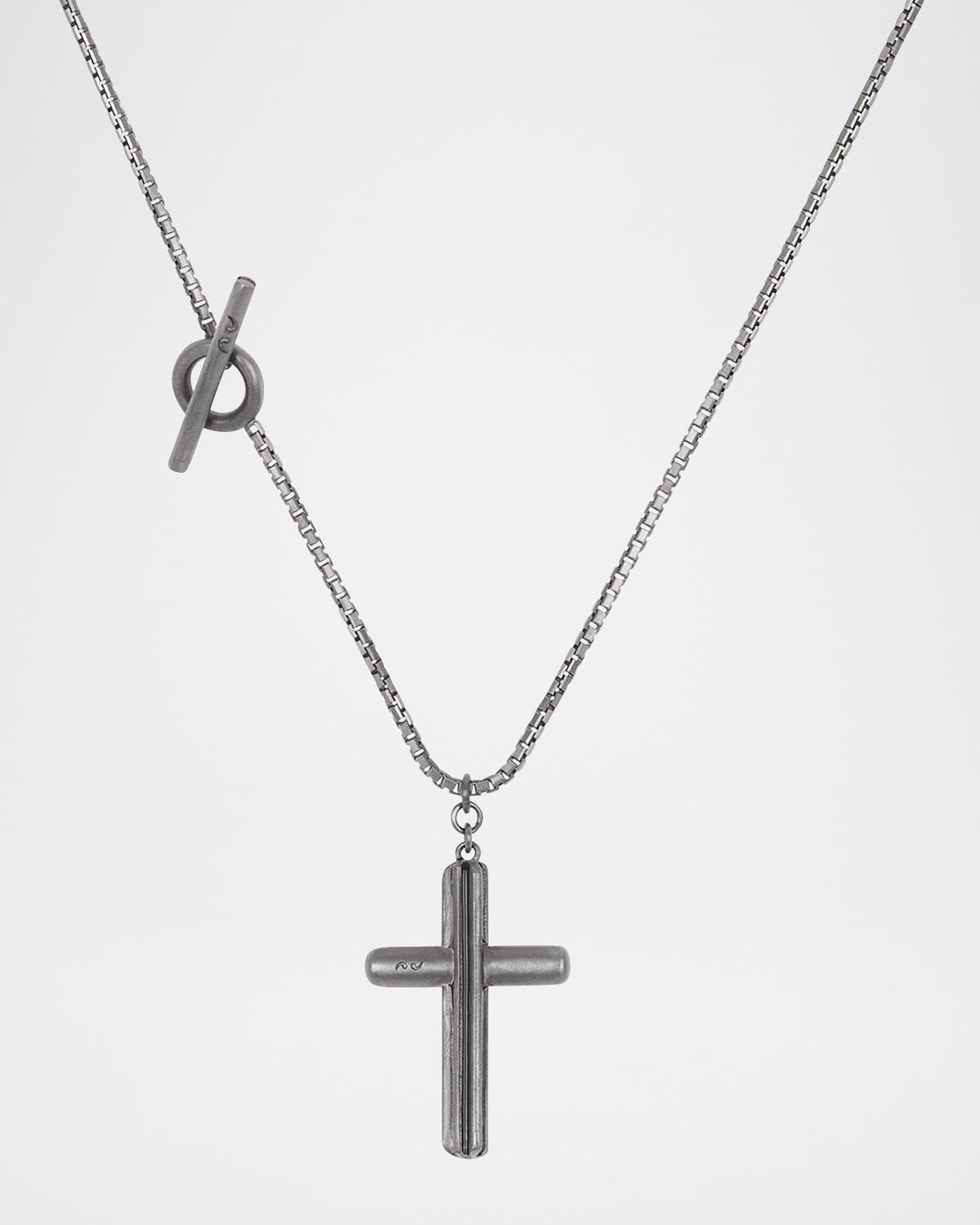 Men & apos;s Oxidized Sterling Silver Acies Enamel Cross Necklace