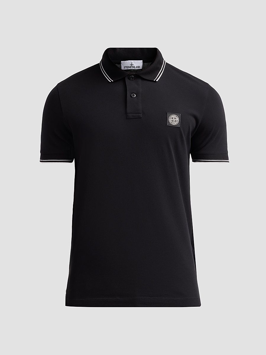Men's Stretch Cotton Pique Polo Shirt - Black - Size XXL
