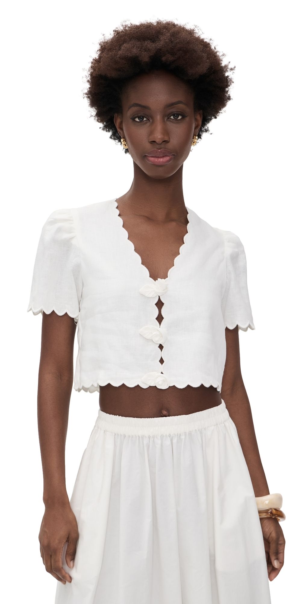 FARM Rio Roses Top Off-White XXS