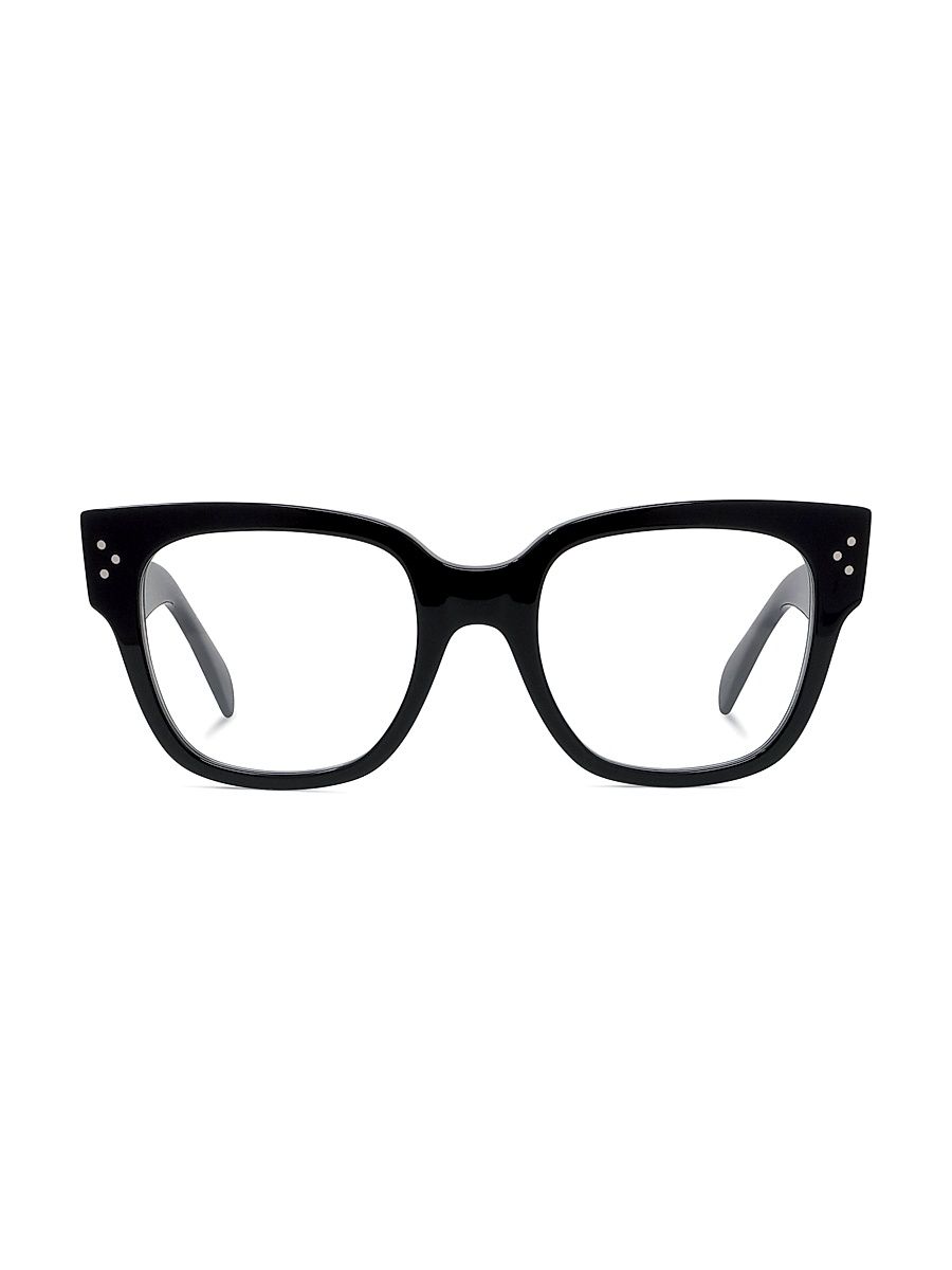 Men's 53MM Bold 3 Dots Square Eyeglasses - Black