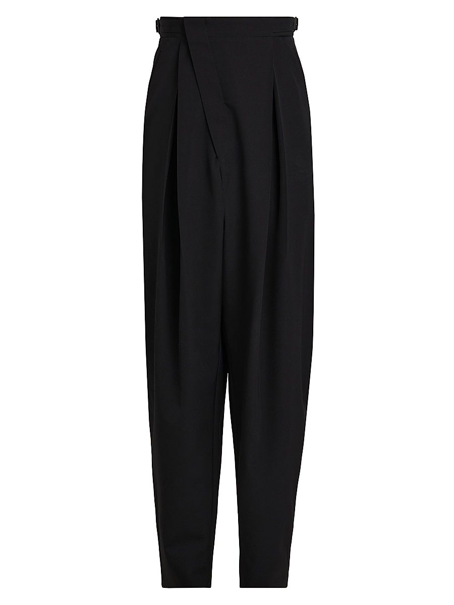 Men's Asymmetric Light Wool Trousers - Black - Size 32