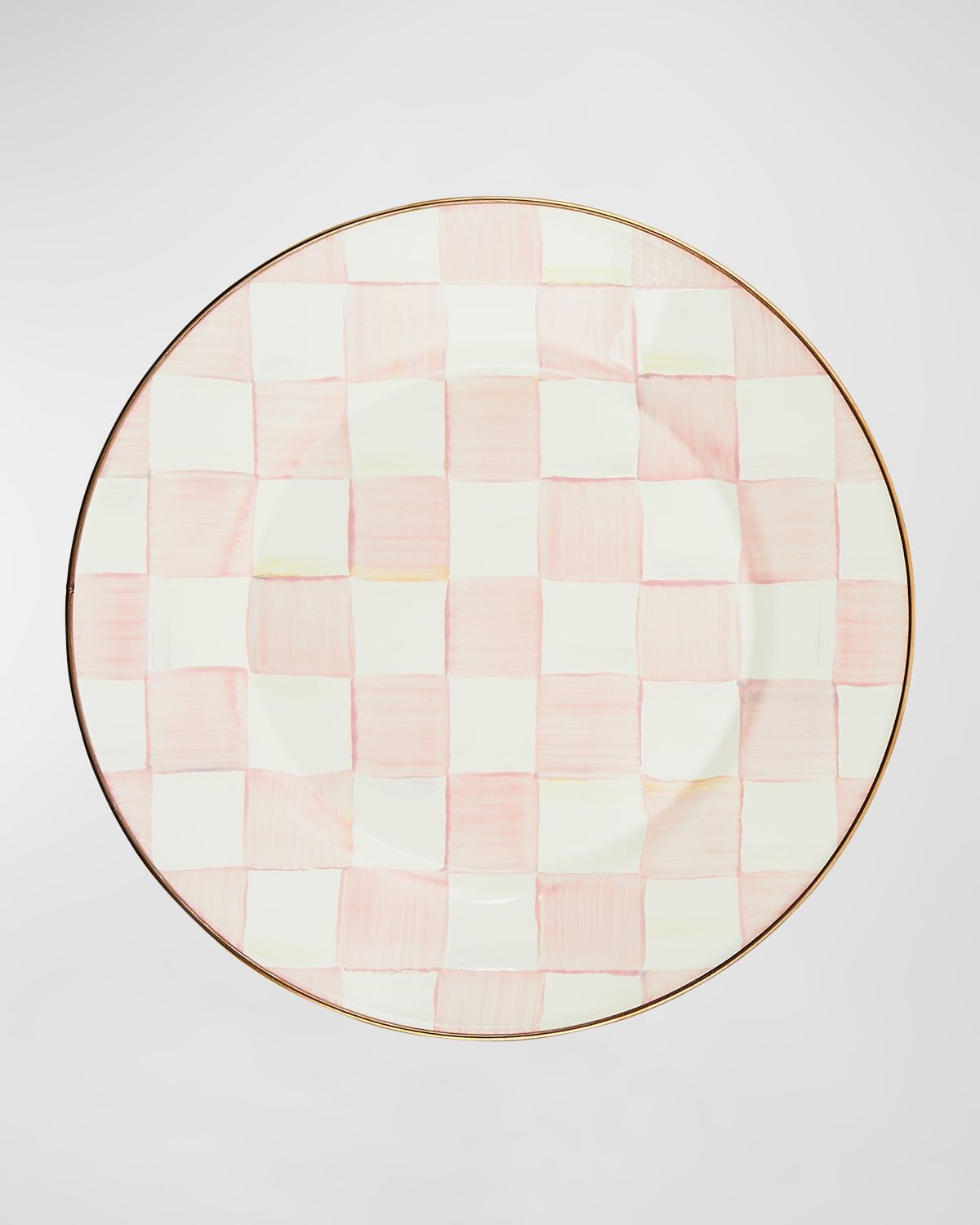 Rosy Check Enamel Dinner Plate