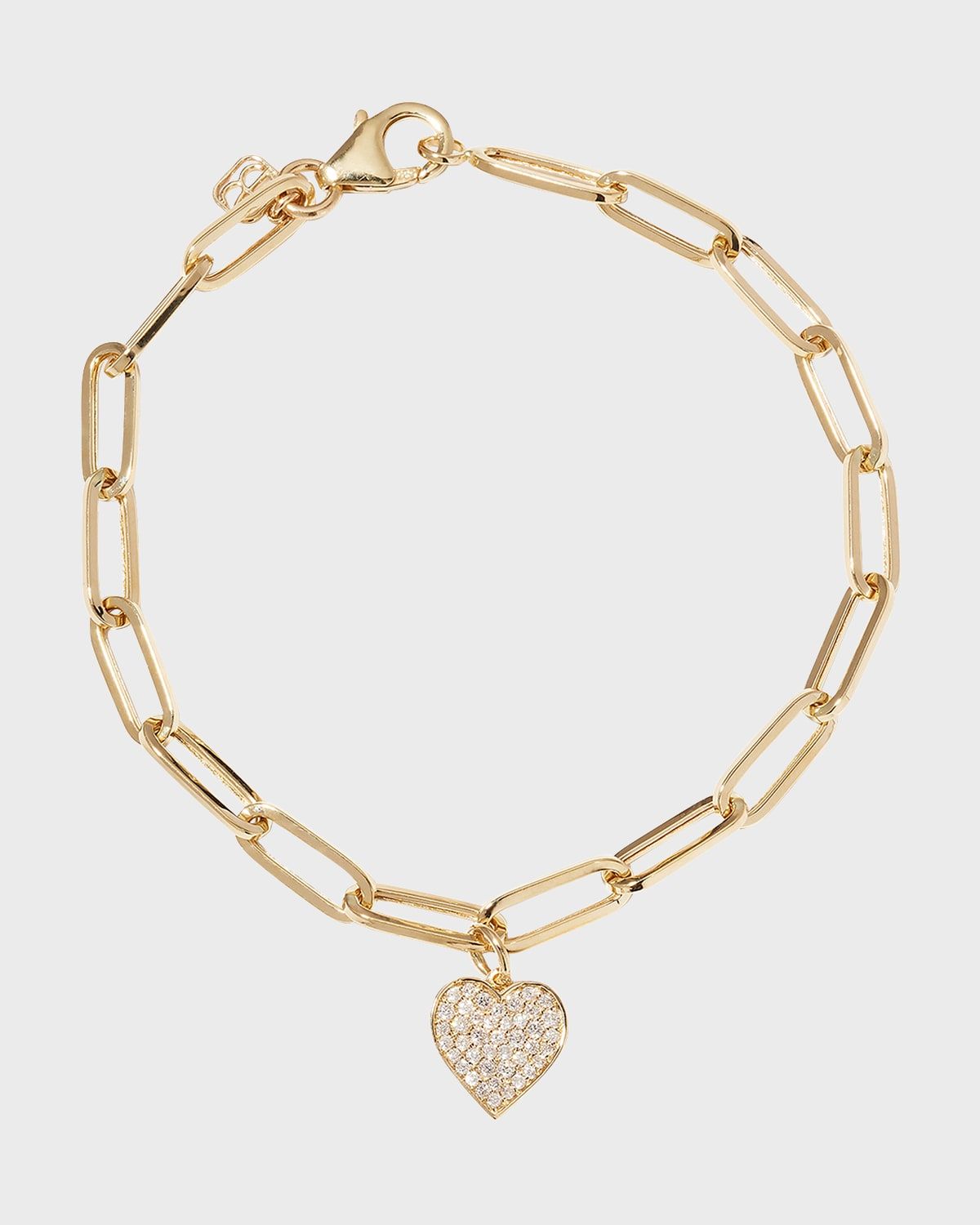 Paperclip Bracelet with Diamond Heart Charm