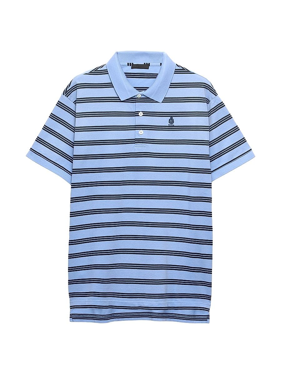 Men's Garment-Dyed Cotton Polo Shirt - Blue - Size Large