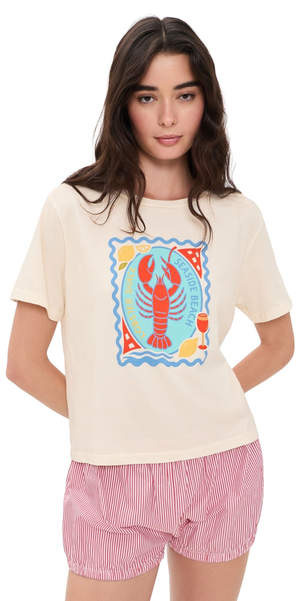 Sunny Somewhere Seaside Beach Shack Everyday Tee Off White L