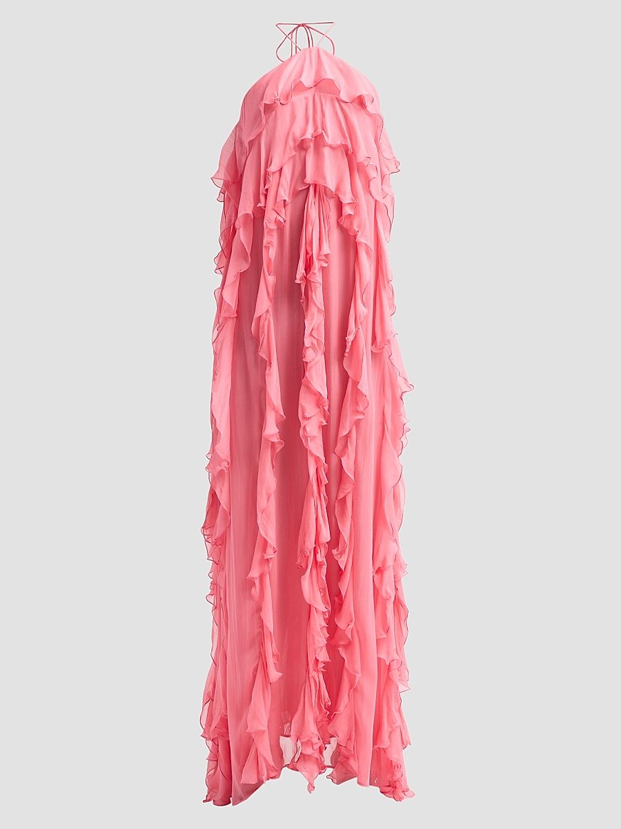 Women's Liora Ruffled Halter Dress - Coral - Size XL