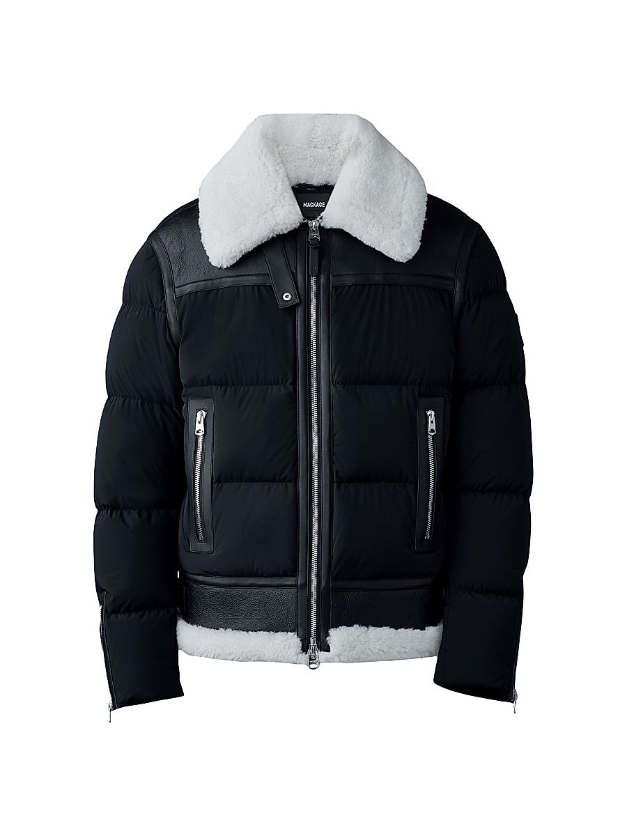 Men's Robert Shearling Down Jacket - Black Natural - Size 36