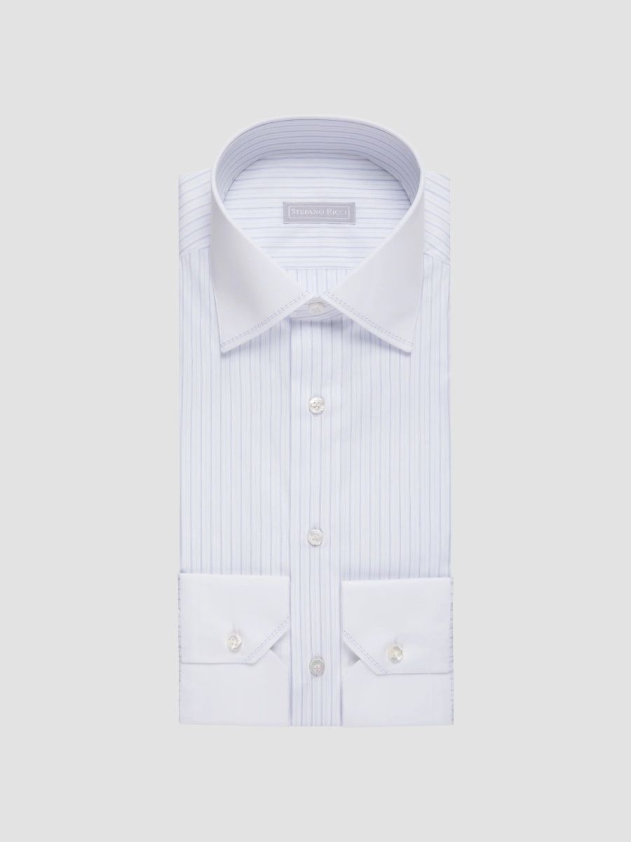 Stefano Ricci Men's Cotton Asti Shirt - Blue - Size 15.5