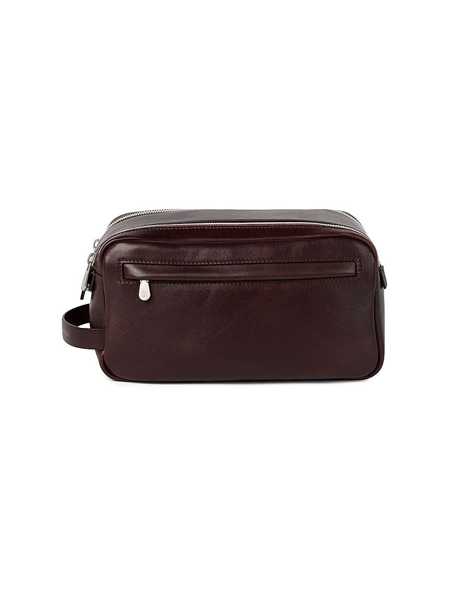 Calfskin Beauty Case with Double Zipper - Burgundy