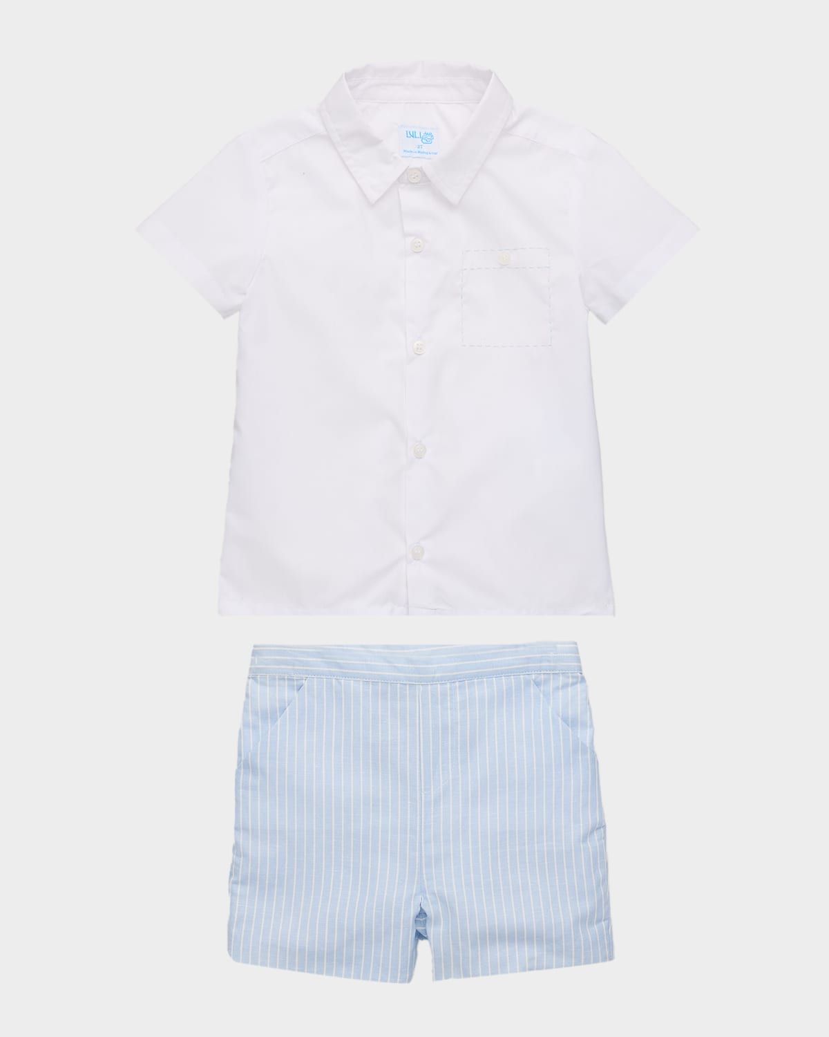 Boy & apos;s Cotton Button-Front Shirt & Striped Shorts Set, Size 12M-3