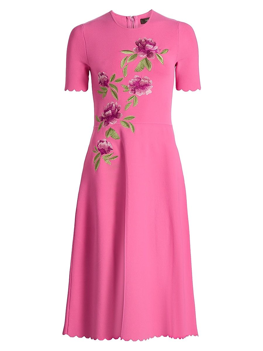 Women's Petunia Embroidered Knit Midi-Dress - Sunlit Pink - Size XS