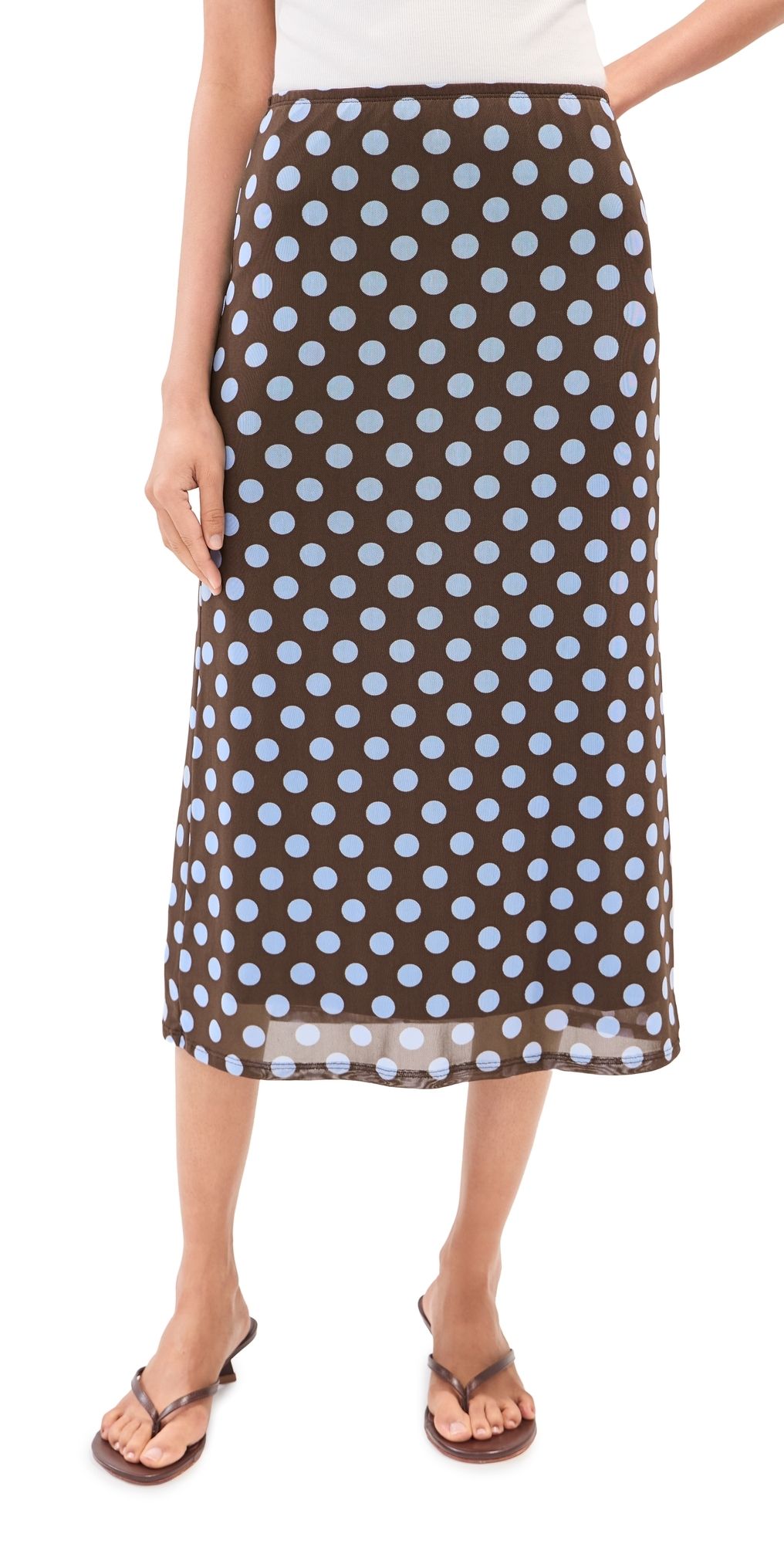 LE BOP Emma Skirt Brown/Blue Polka Dot XS