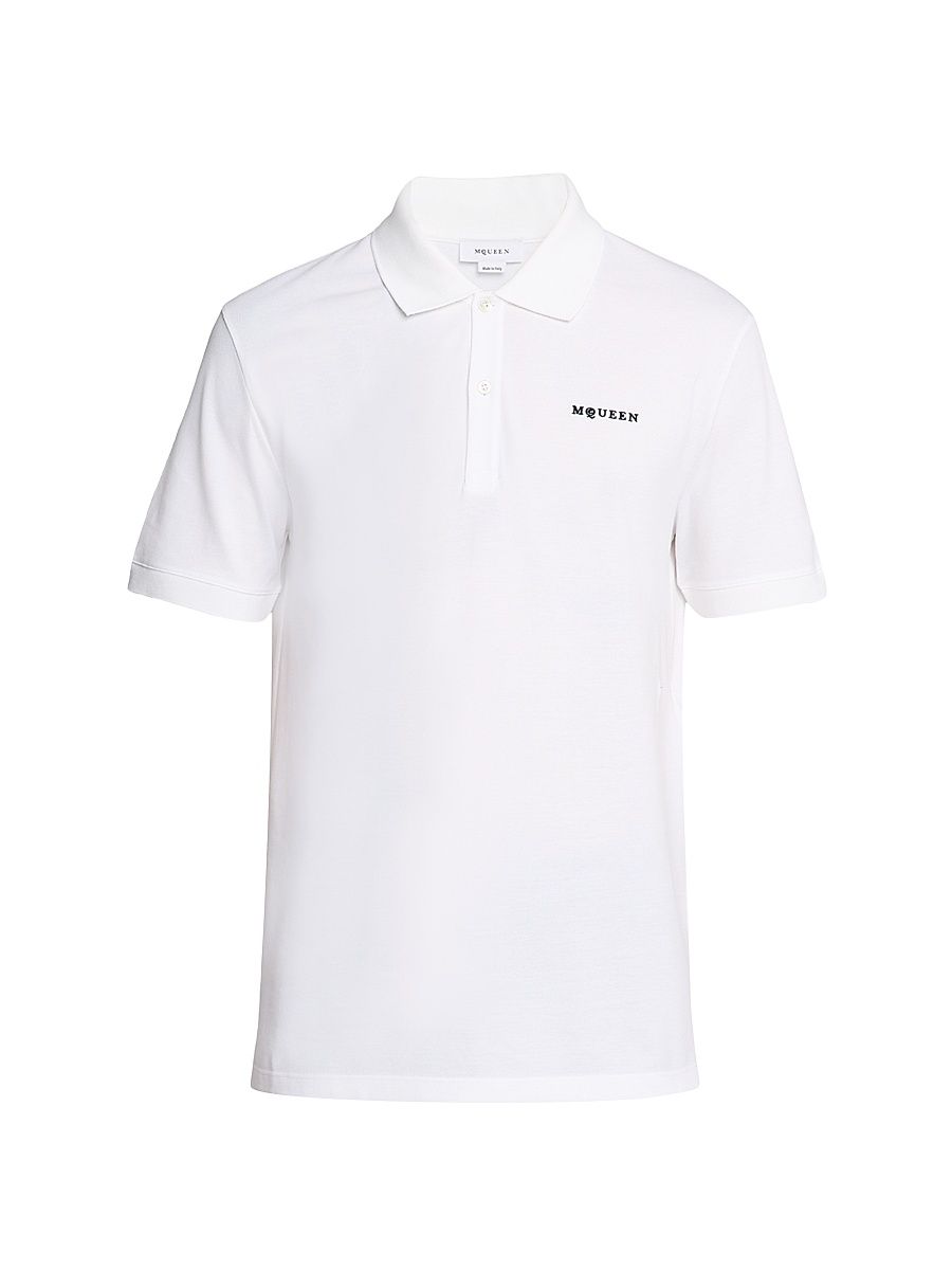 Men's Logo Embroidered Cotton Polo Shirt - White - Size XXL
