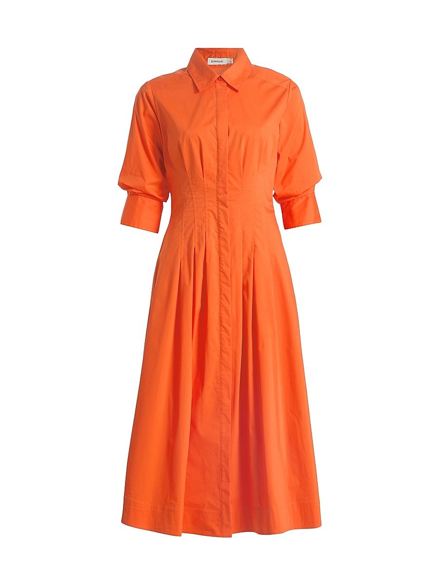 Women's Jazz Pintuck Midi-Dress - Lobster - Size Medium